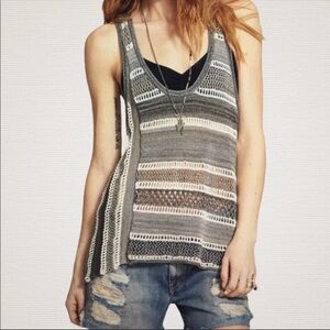 Free People Lovebird Racerback Crochet Tank in Black Combo XS